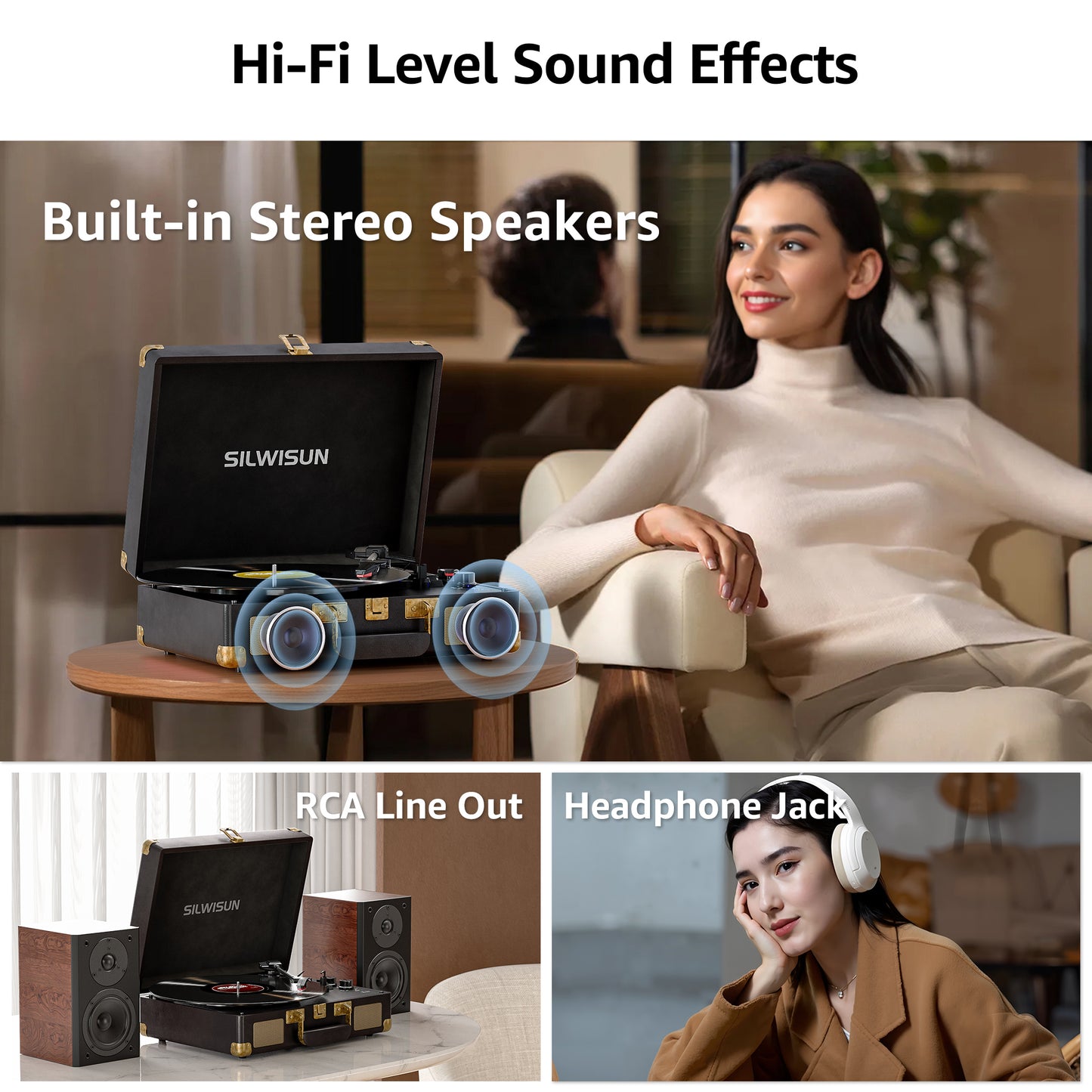 Vinyl Record Player 3 Speed Turntable with Bluetooth, Built in Battery, Portable Suitcase, Built in Speakers, 3.5mm Headphone Jack Aux in/RCA Out Pink for Home Decoration Gift